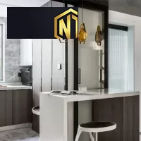 Xưởng Nội Thất Ngọc Thịnh Long Thành - Bình dương - THIẾT KẾ TỦ BẾP CÓ QUẦY BAR BẰNG GỖ CÔNG NGHIỆP ĐẸP